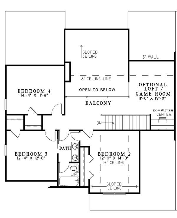 House Blueprint - Traditional Floor Plan - Upper Floor Plan #17-2854