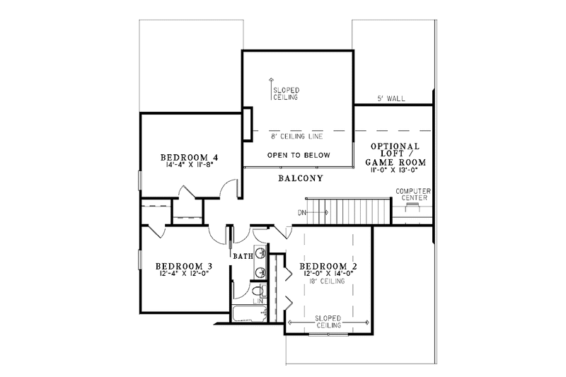 Home Plan - Floor Plan - Upper Floor for Traditional House Plan #17-2854 - 8 bed, 4 bath