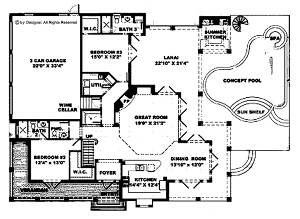 Architectural House Design - Southern Floor Plan - Main Floor Plan #1017-53