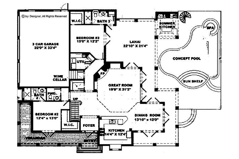 Dream House Plan - Floor Plan - Main Floor for Southern House Plan #1017-53 - 3 bed, 4.5 bath