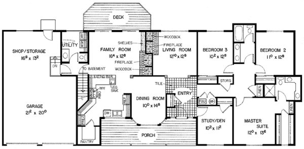 Architectural House Design - Ranch Floor Plan - Main Floor Plan #60-968