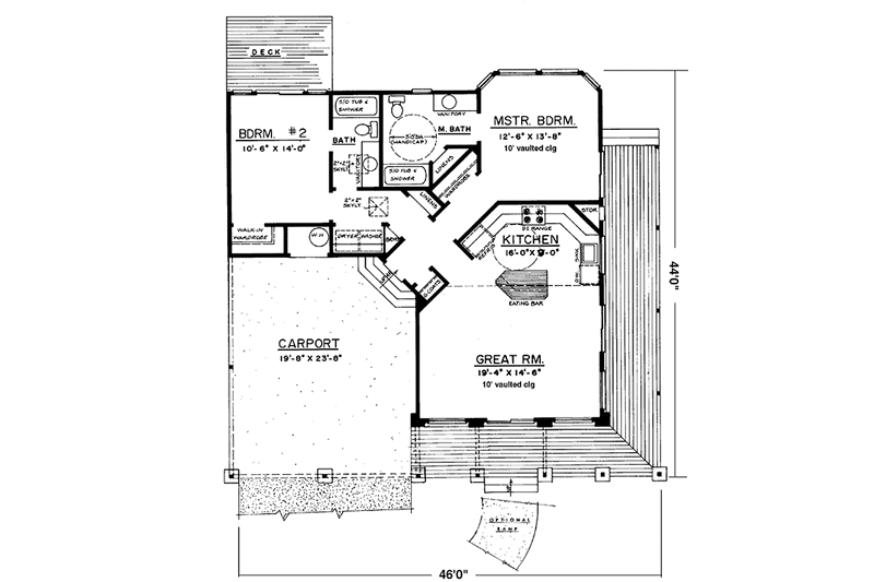Architectural House Design - Floor Plan - Main Floor for Mediterranean House Plan #303-463 - 2 bed, 2 bath
