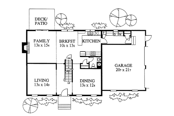 Floor Plan - Main Floor for Colonial House Plan #1053-13 - 4 bed, 2.5 bath