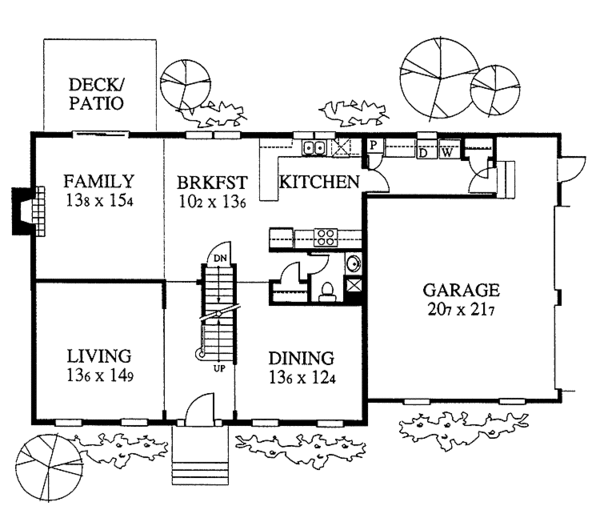 Architectural House Design - Colonial Floor Plan - Main Floor Plan #1053-13