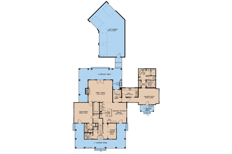 Home Plan - Floor Plan - Main Floor for Country House Plan #923-134 - 6 bed, 4.5 bath