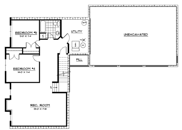 Architectural House Design - Traditional Floor Plan - Lower Floor Plan #51-654