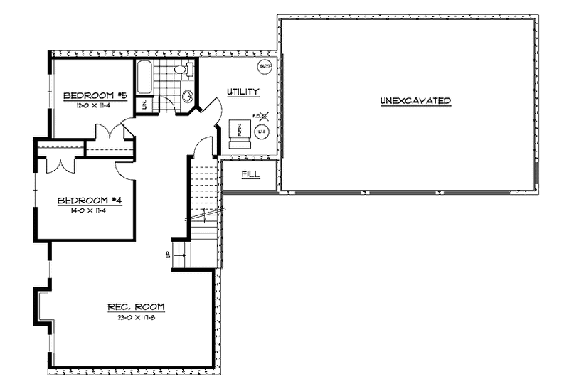 Home Plan - Floor Plan - Lower Floor for Traditional House Plan #51-654 - 3 bed, 2.5 bath