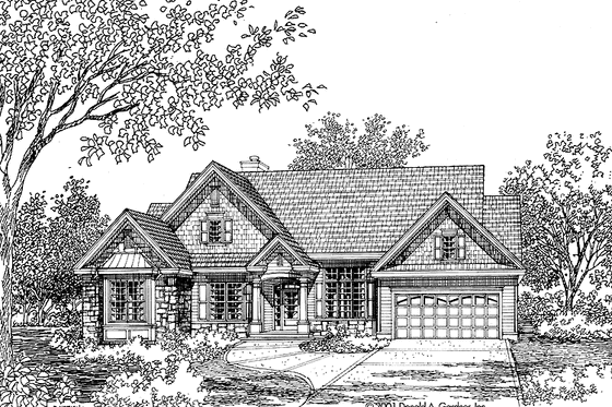 Exterior - Front Elevation 3 for Ranch House Plan #929-654 - 3 bed, 2 bath