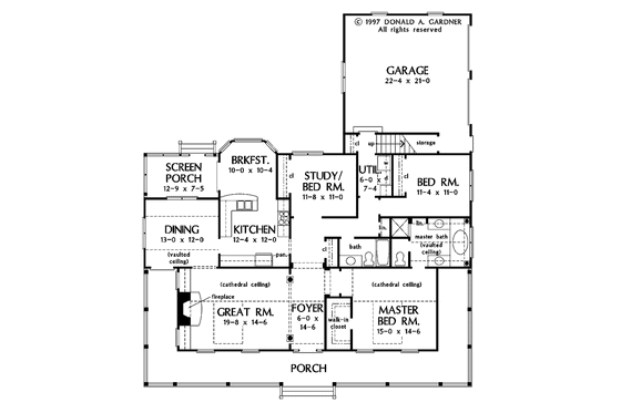 Floor Plan - Main Floor for Country House Plan #929-294 - 3 bed, 2 bath