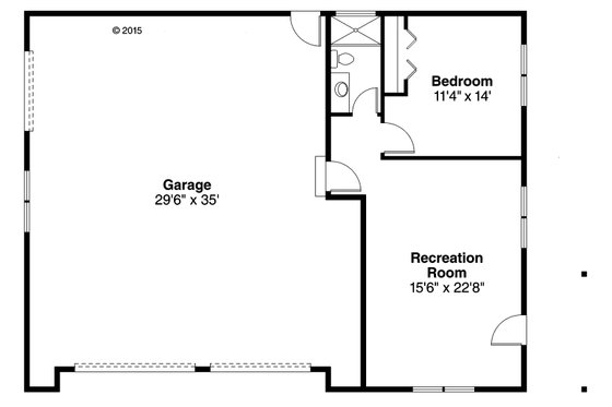 Floor Plan - Main Floor for Craftsman House Plan #124-1071 - 1 bed, 1 bath