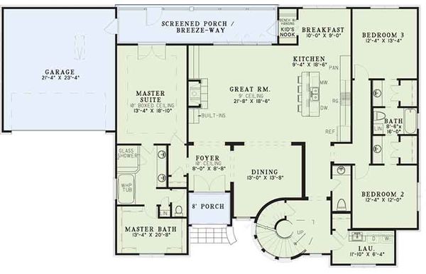 House Design - Farmhouse Floor Plan - Main Floor Plan #17-3402