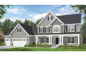 House Blueprint - Exterior - Front Elevation for Colonial House Plan #1010-59 - 4 bed, 2.5 bath
