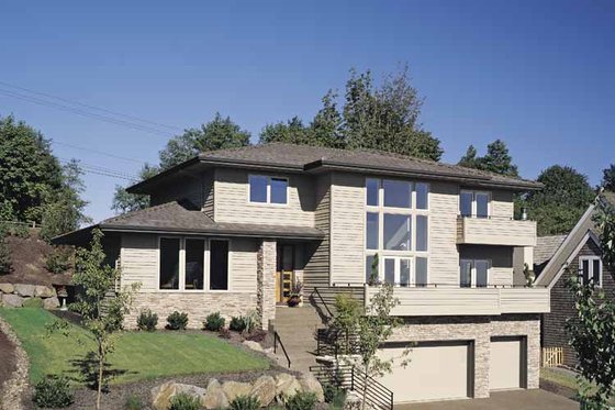 Exterior - Front Elevation 3 for Prairie House Plan #48-857 - 3 bed, 3 bath