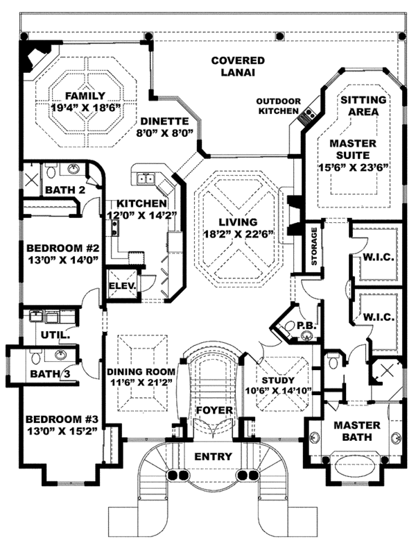 Home Plan - Mediterranean Floor Plan - Main Floor Plan #1017-125