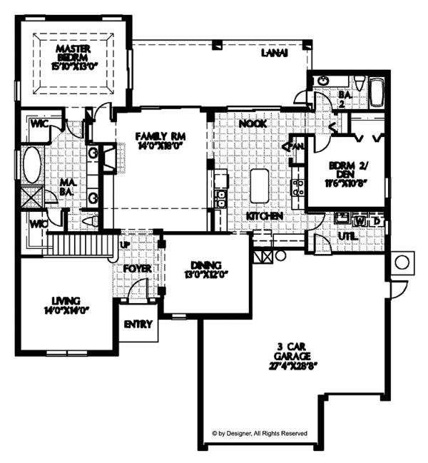 Architectural House Design - Mediterranean Floor Plan - Main Floor Plan #999-109