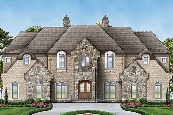Exterior - Front Elevation 6 for European House Plan #119-423 - 6 bed, 6.5 bath