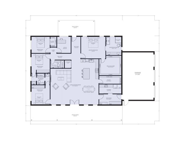 Barndominium Floor Plan - Main Floor Plan #1107-5