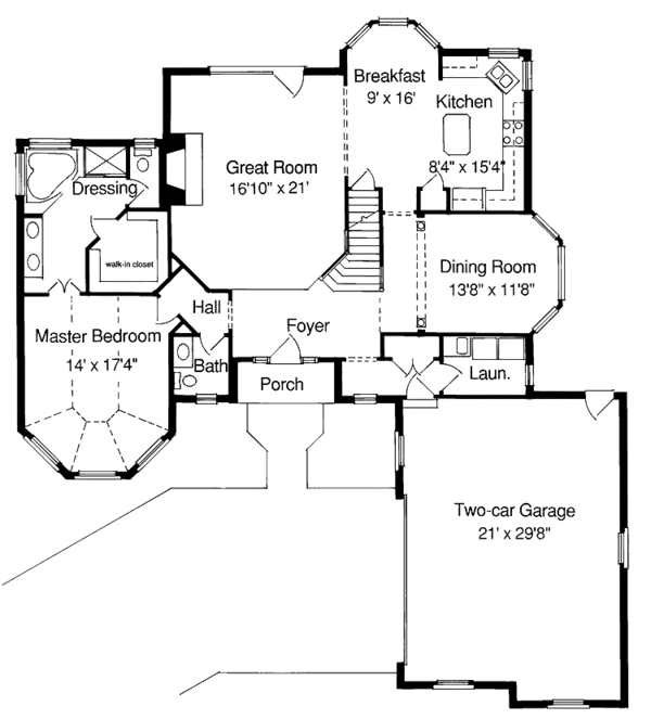 House Blueprint - Country Floor Plan - Main Floor Plan #46-597