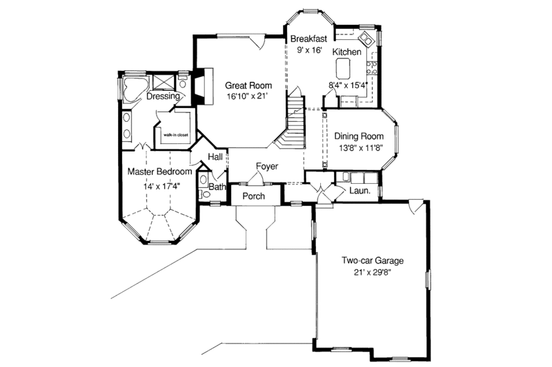 Dream House Plan - Floor Plan - Main Floor for Country House Plan #46-597 - 3 bed, 2.5 bath