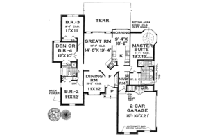 Floor Plan - Main Floor for Colonial House Plan #3-278 - 4 bed, 2 bath