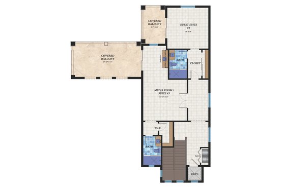 Floor Plan - Upper Floor for Contemporary House Plan #548-23 - 4 bed, 4.5 bath