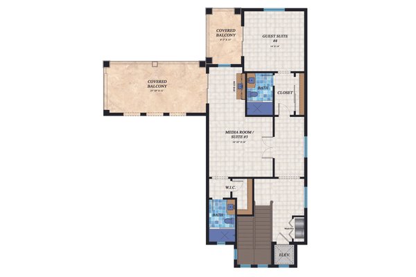 Contemporary Floor Plan - Upper Floor Plan #548-23