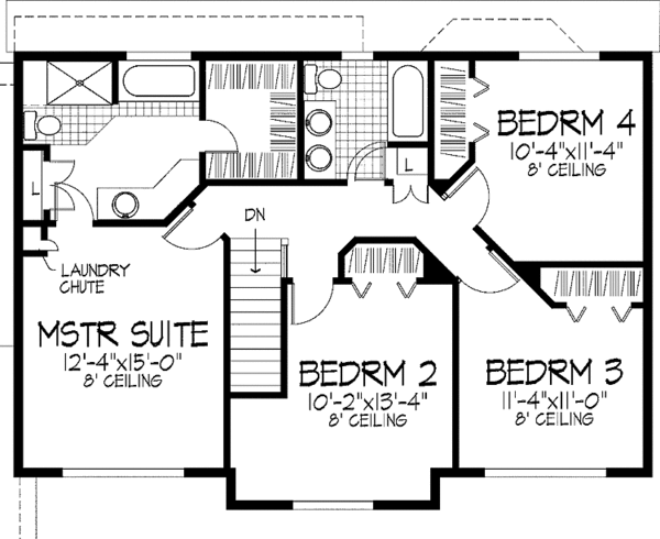 House Plan Design - Colonial Floor Plan - Upper Floor Plan #51-749