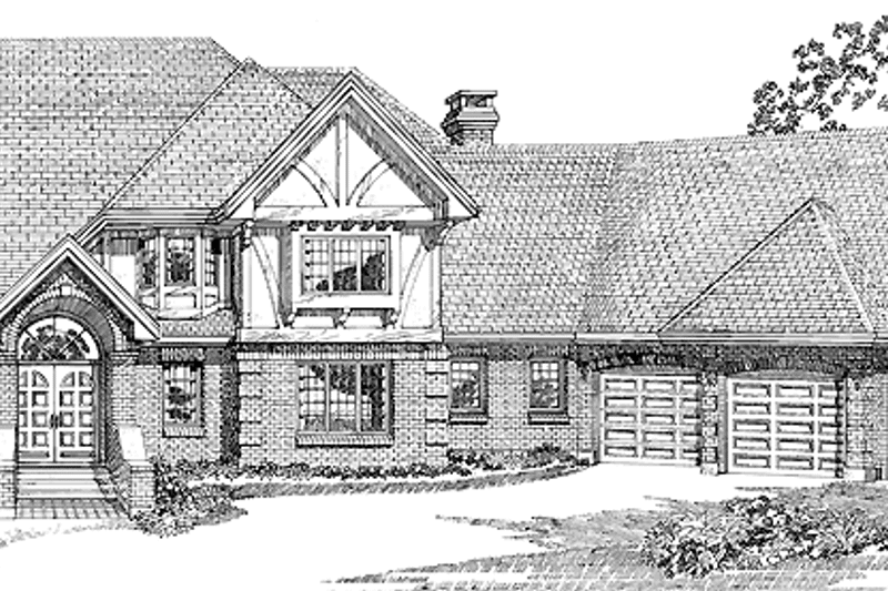 House Blueprint - Exterior - Front Elevation 3 for European House Plan #47-752 - 4 bed, 3 bath