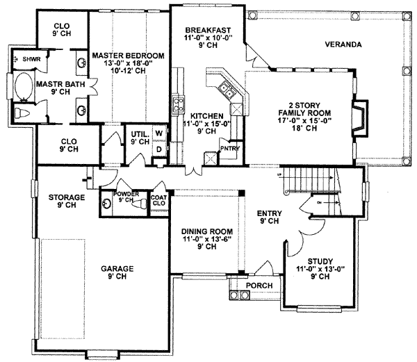 European Style House Plan - 4 Beds 3.5 Baths 2638 Sq/Ft Plan #20-965 ...