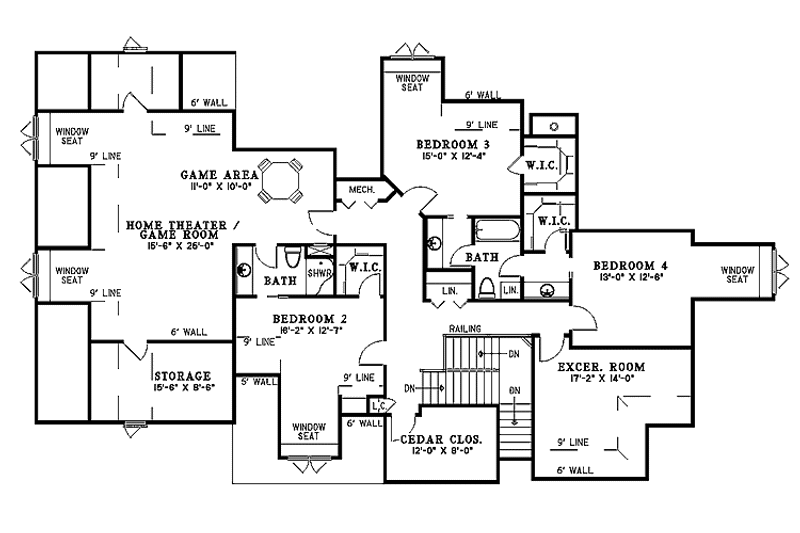 Home Plan - Floor Plan - Upper Floor for Traditional House Plan #17-2675 - 4 bed, 3 bath