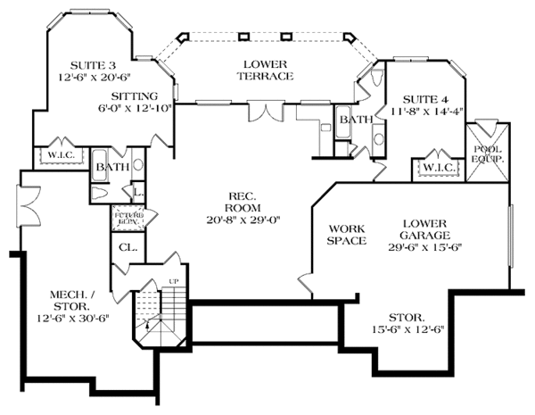 Home Plan - Mediterranean Floor Plan - Lower Floor Plan #453-313