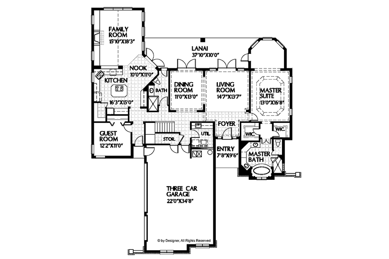 Home Plan - Floor Plan - Main Floor for Traditional House Plan #999-53 - 5 bed, 4 bath
