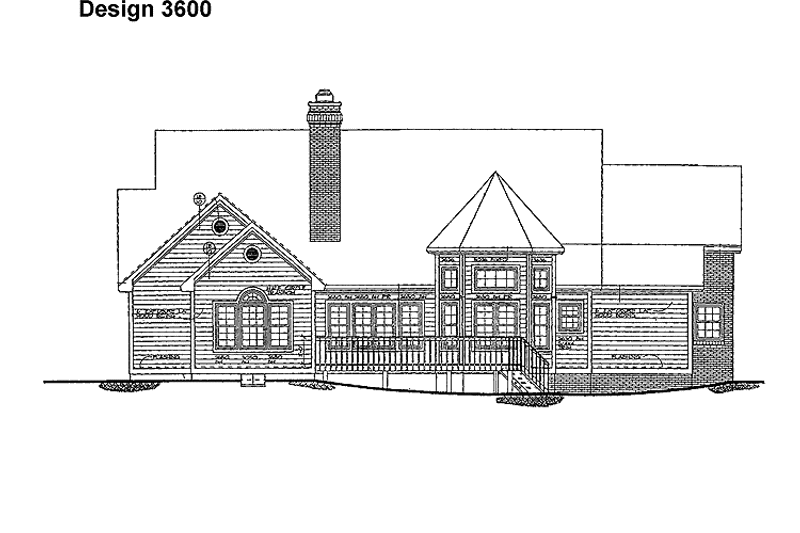 House Blueprint - Exterior - Rear Elevation for Country House Plan #72-1001 - 2 bed, 2.5 bath