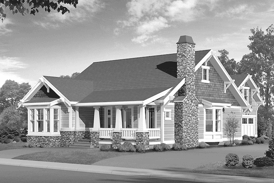 Exterior - Front Elevation 3 for Craftsman House Plan #132-258 - 5 bed, 3 bath