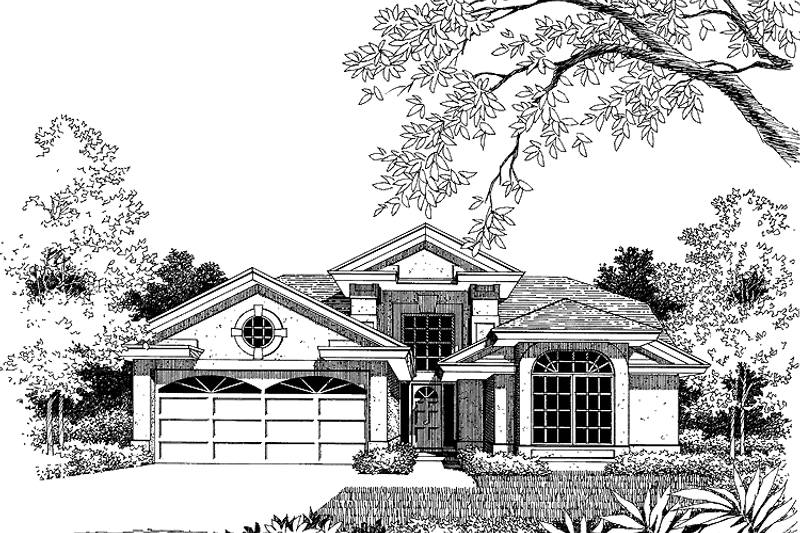 House Blueprint - Exterior - Front Elevation 5 for Mediterranean House Plan #417-460 - 3 bed, 2 bath