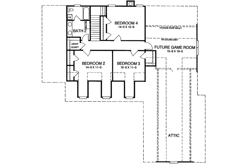 Dream House Plan - Floor Plan - Upper Floor for Country House Plan #952-68 - 4 bed, 2.5 bath