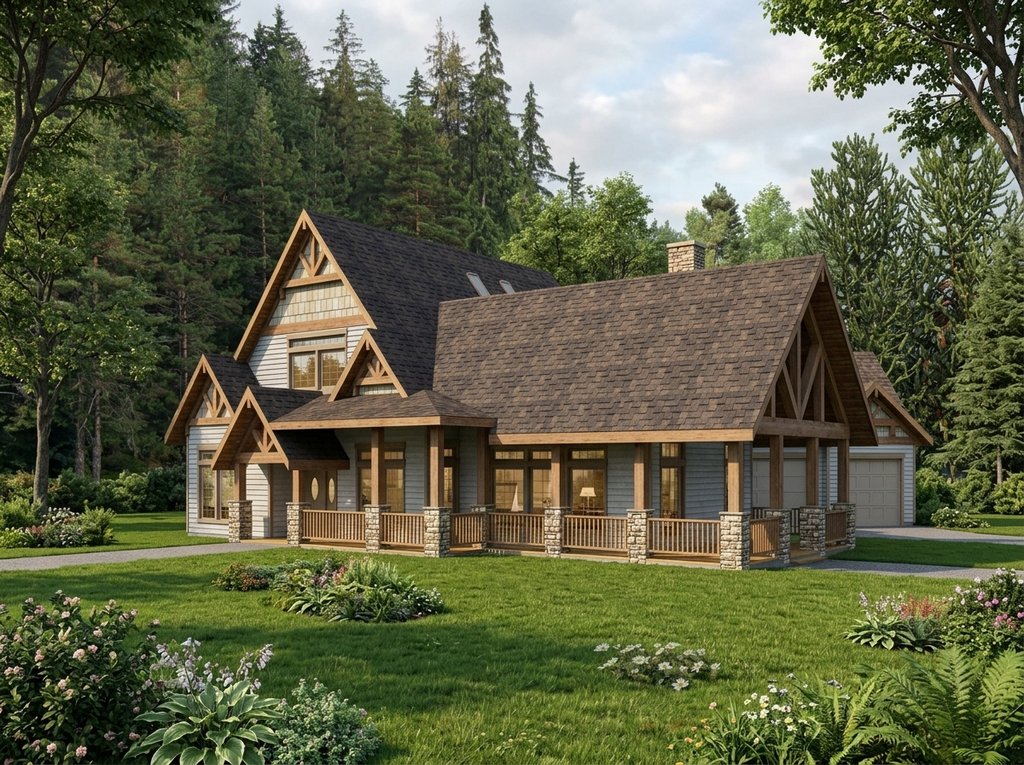 Exterior - Front Elevation for Bungalow House Plan #117-581 - 4 bed, 4.5 bath