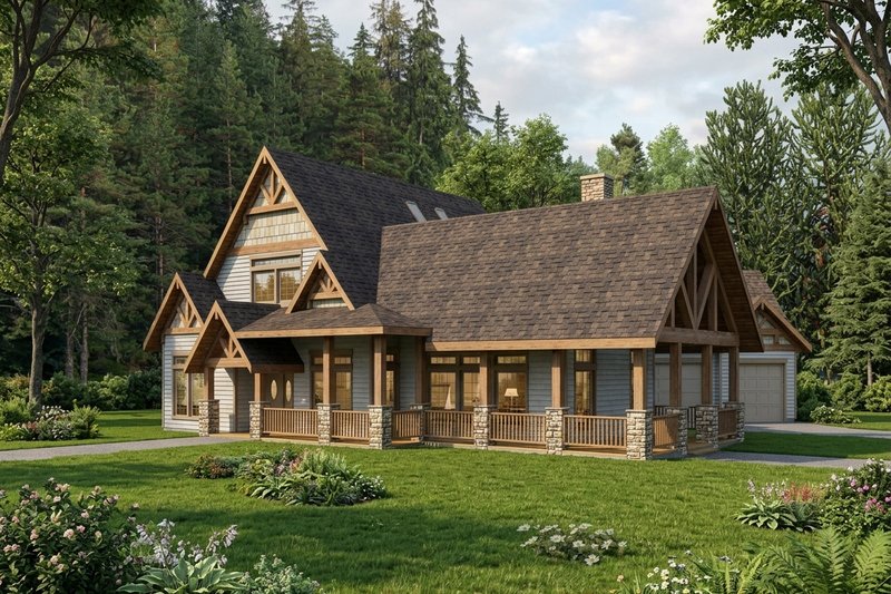 Dream House Plan - Exterior - Front Elevation for Bungalow House Plan #117-581 - 4 bed, 4.5 bath