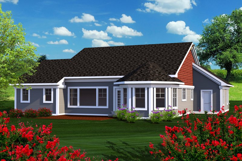 Dream House Plan - Exterior - Rear Elevation for Ranch House Plan #70-1164 - 2 bed, 2 bath