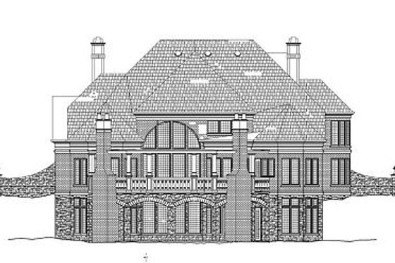 Exterior - Rear Elevation for European House Plan #119-309 - 4 bed, 4 bath