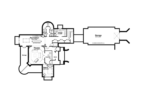 Floor Plan - Lower Floor for Craftsman House Plan #928-232 - 3 bed, 3.5 bath
