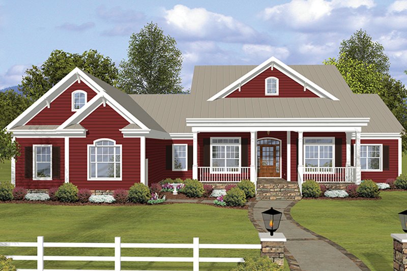 Dream House Plan - Ranch Exterior - Front Elevation Plan #56-696