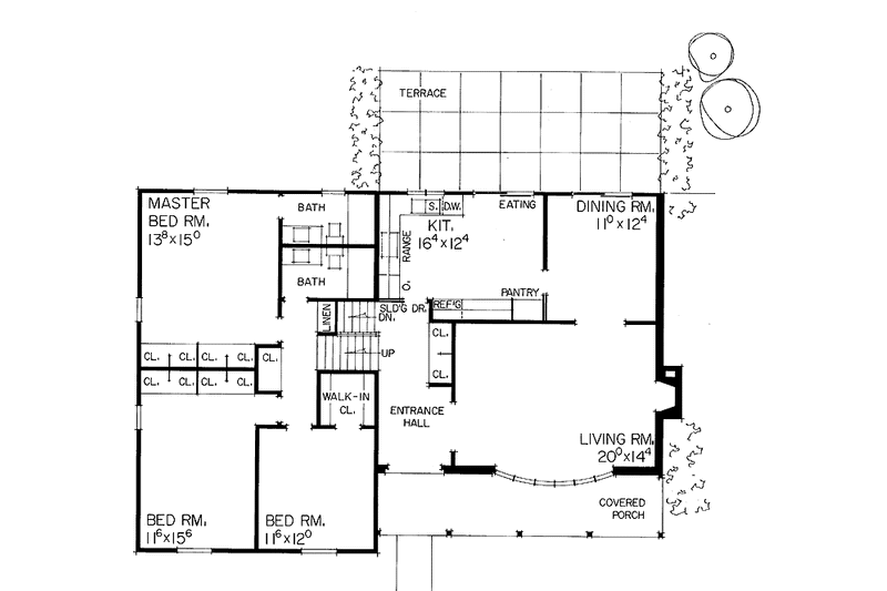Home Plan - Floor Plan - Main Floor for Contemporary House Plan #72-563 - 3 bed, 0 bath