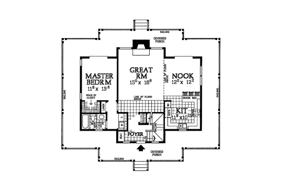 Floor Plan - Main Floor for Victorian House Plan #72-1018 - 3 bed, 2 bath