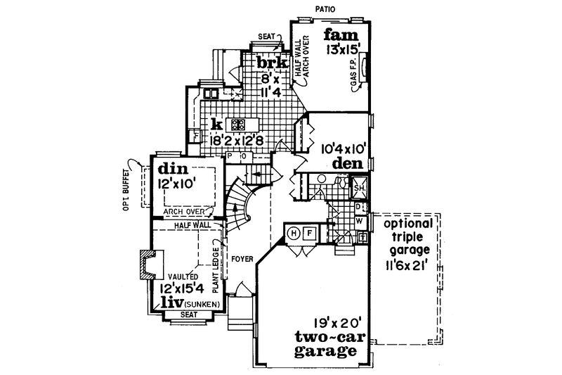 Home Plan - Floor Plan - Main Floor for Traditional House Plan #47-830 - 3 bed, 3 bath