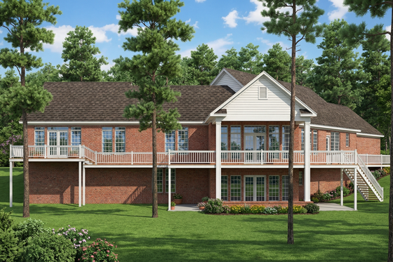 Exterior - Rear Elevation for Southern House Plan #17-159 - 4 bed, 3.5 bath