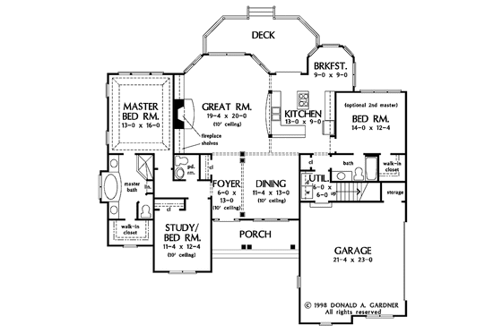 Floor Plan - Main Floor for Craftsman House Plan #929-328 - 3 bed, 2.5 bath
