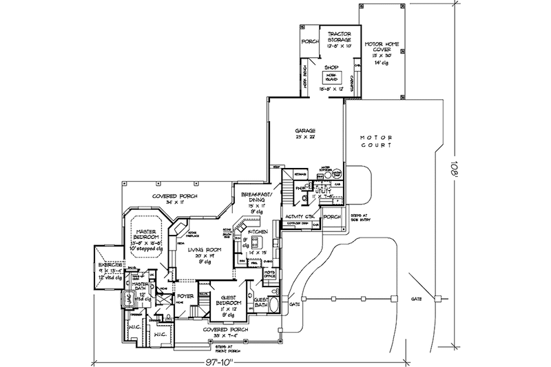 Architectural House Design - Floor Plan - Main Floor for Country House Plan #968-35 - 4 bed, 3.5 bath