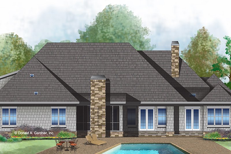 Architectural House Design - Exterior - Rear Elevation 1 for European House Plan #929-1009 - 5 bed, 4 bath