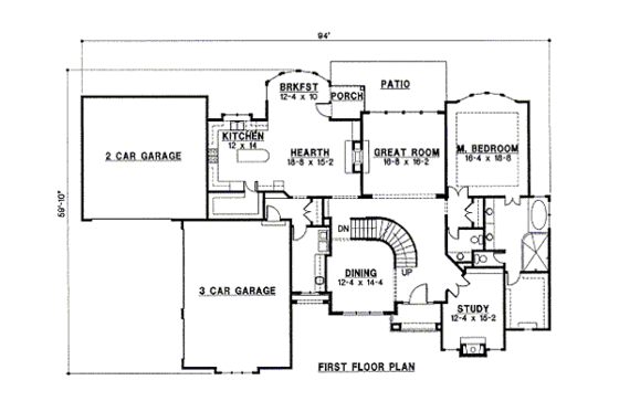 Floor Plan - Main Floor for Traditional House Plan #67-822 - 4 bed, 4 bath